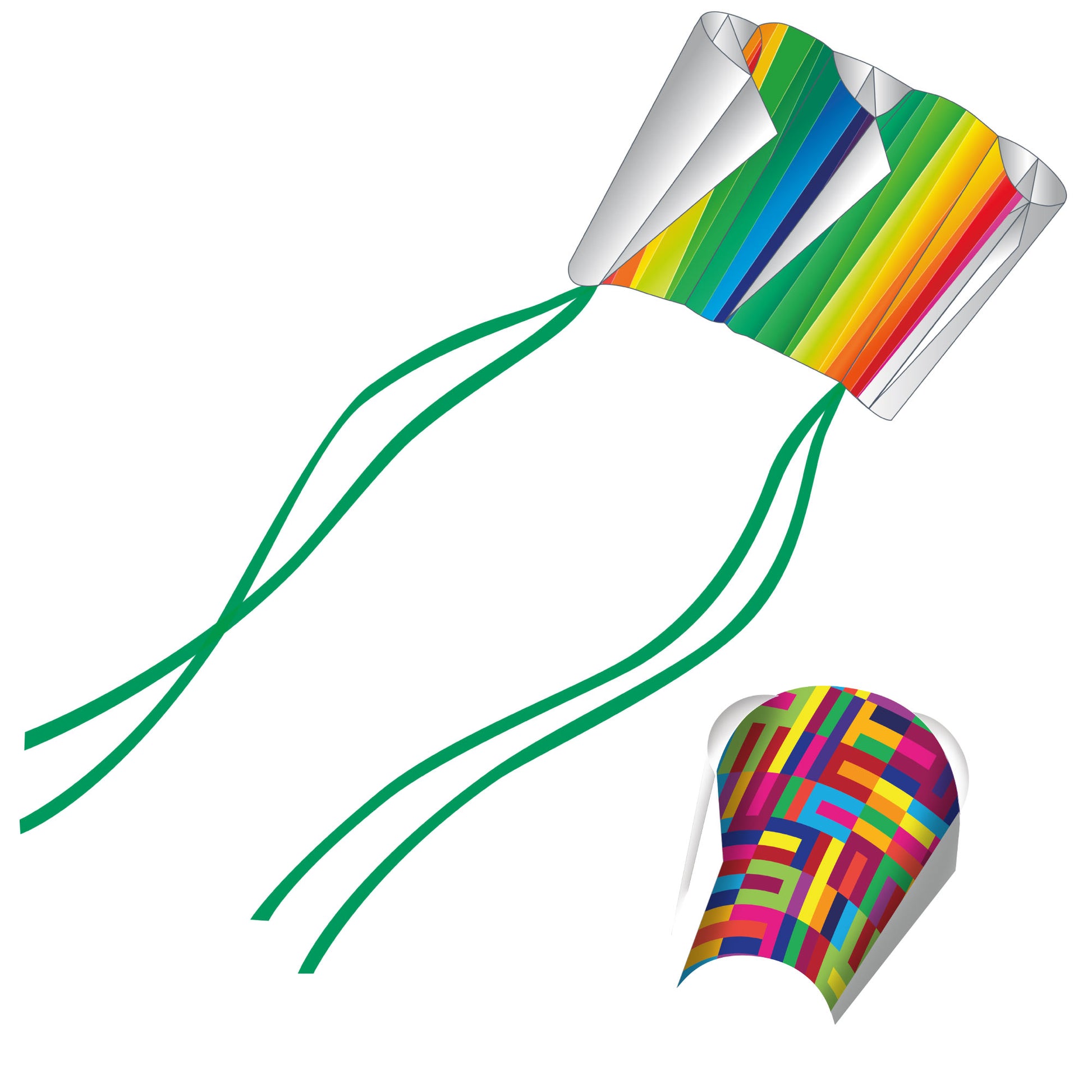 X Kites SkyFoil Rainbow + Pocket Kite Abstract Parafoil Kite Bundle - No Assembly Required Product Image