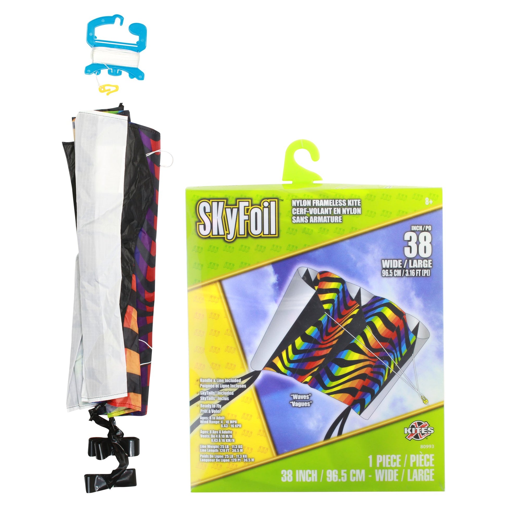 X Kites SkyFoil Waves + Pocket Kite Void Parafoil Kite Bundle - No Assembly Required packaging and contents
