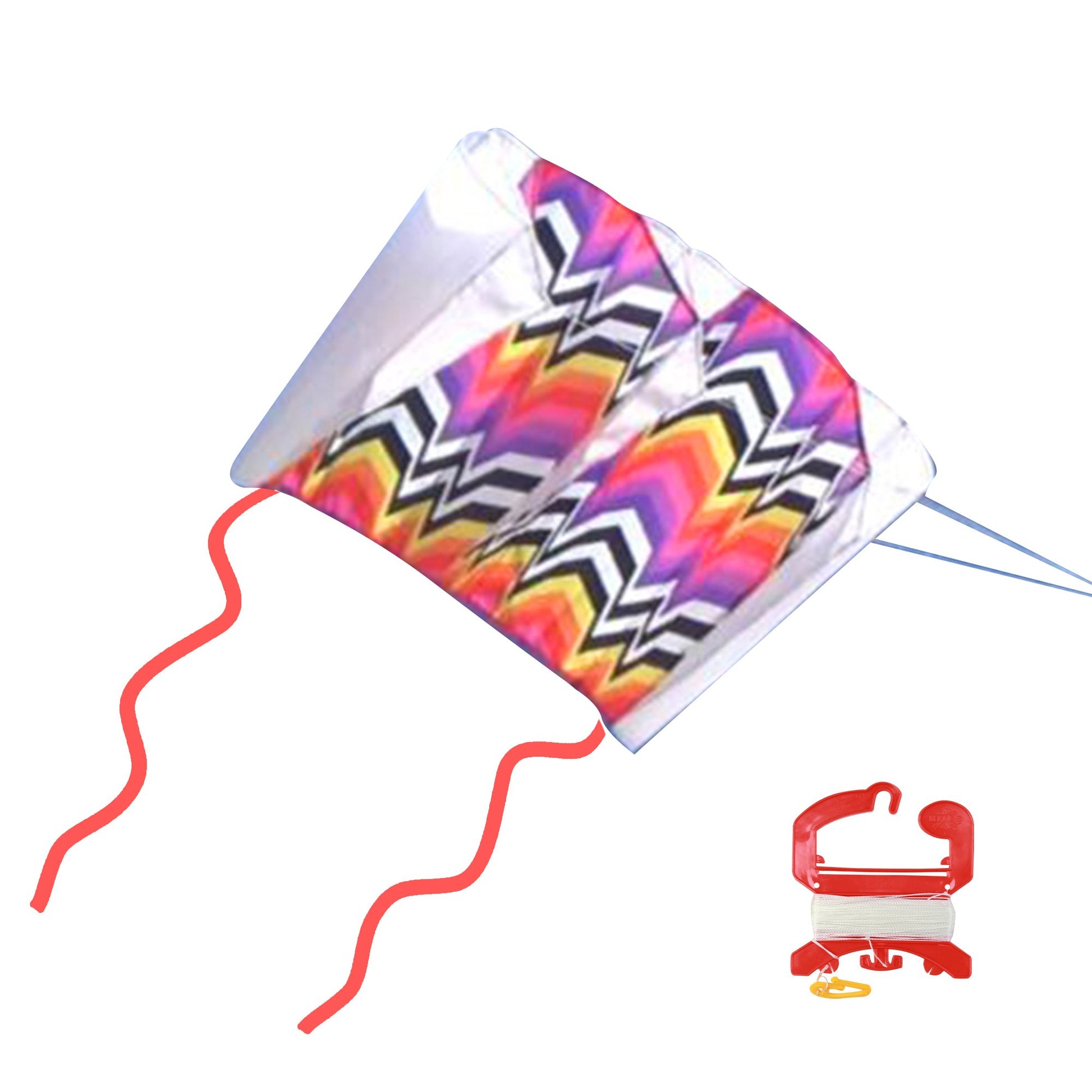 X Kites SkyFoil ZigZag + Pocket Kite Isometric Parafoil Kite Bundle - No Assembly Required photo showing handle