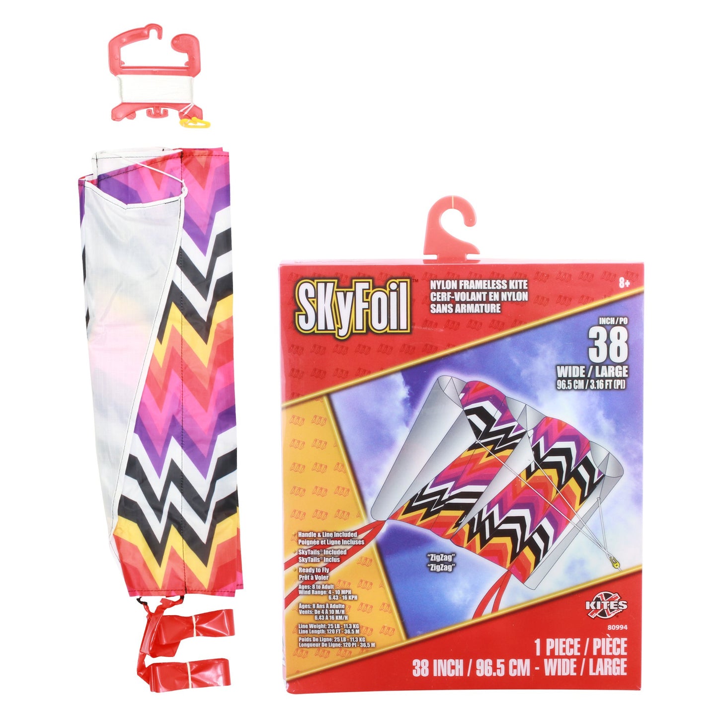 X Kites SkyFoil ZigZag Nylon Kite packaging and contents