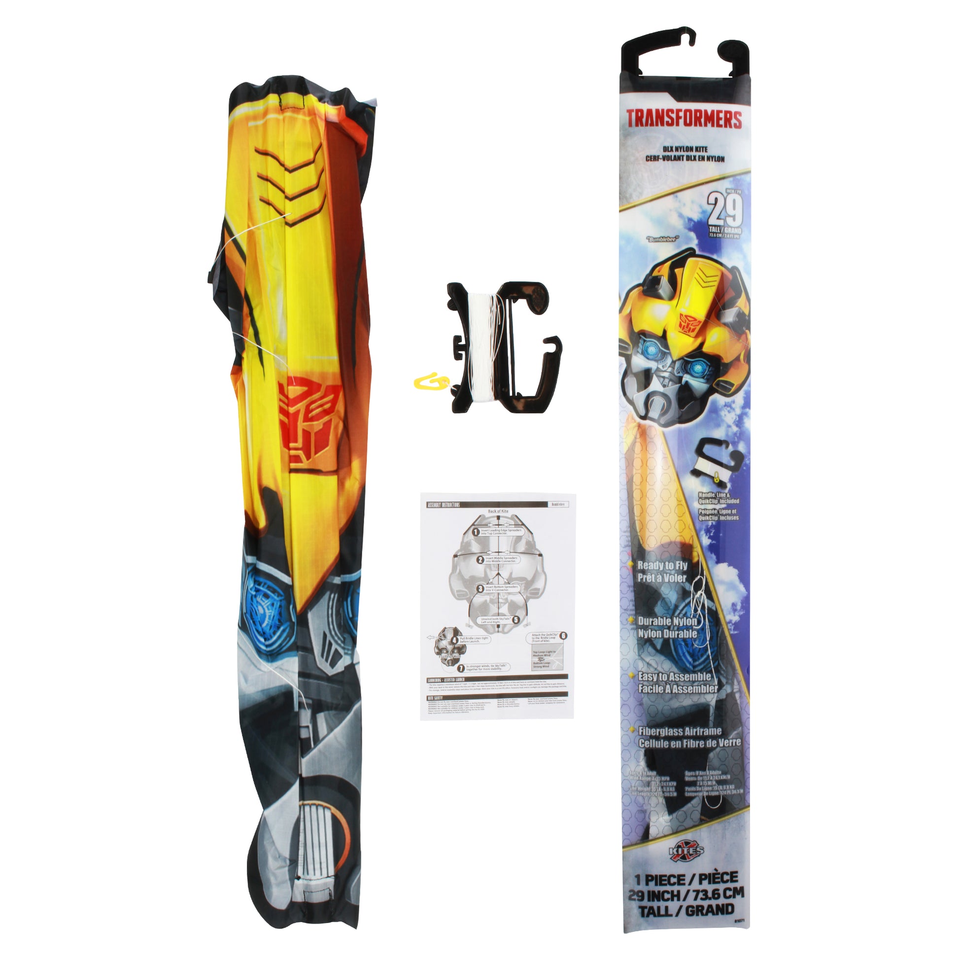 X Kites Face Kite Transformers Bumblebee DLX Nylon Kite packaging and contents