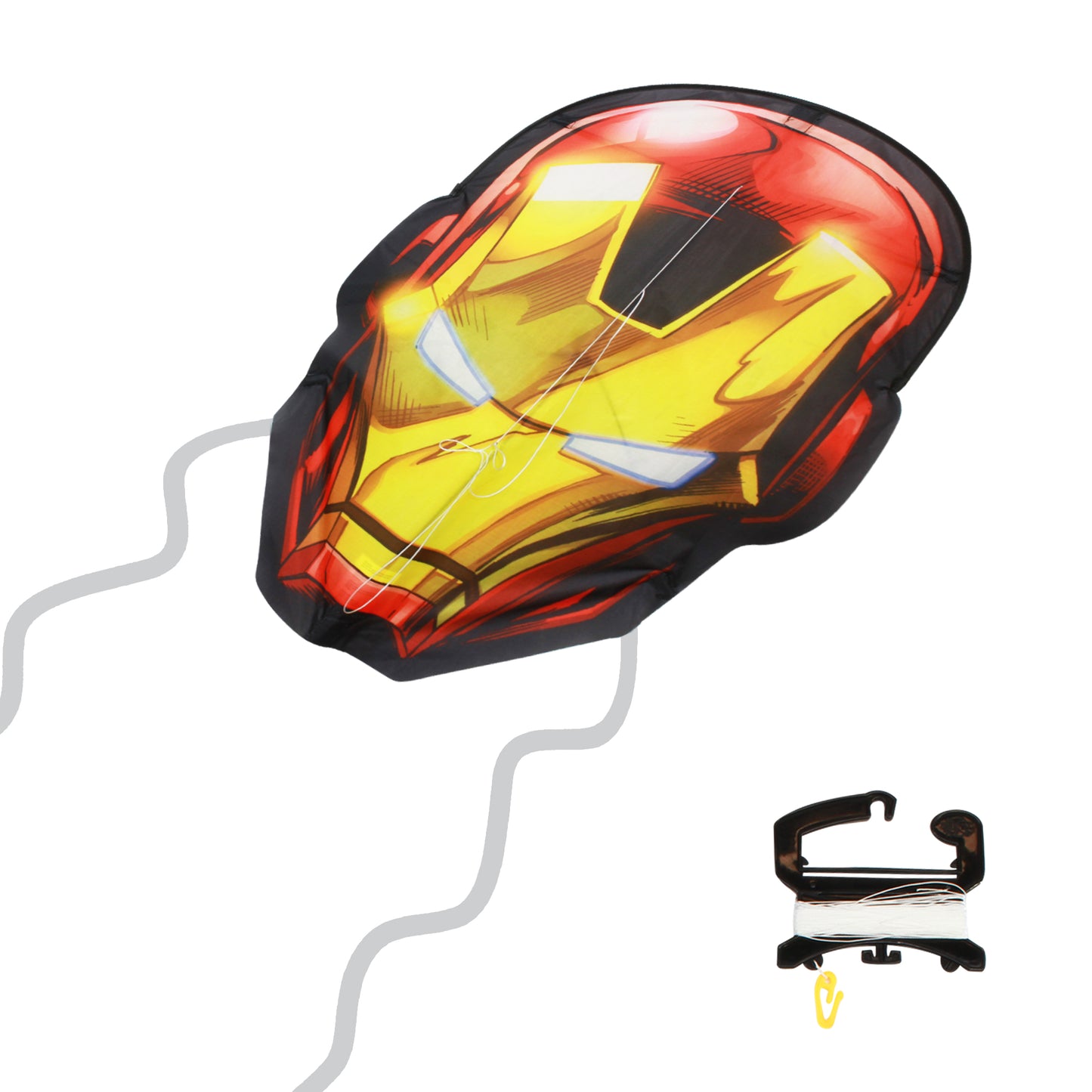 X Kites Face Kite Marvel Avengers Iron Man DLX Nylon Kite photo showing handle