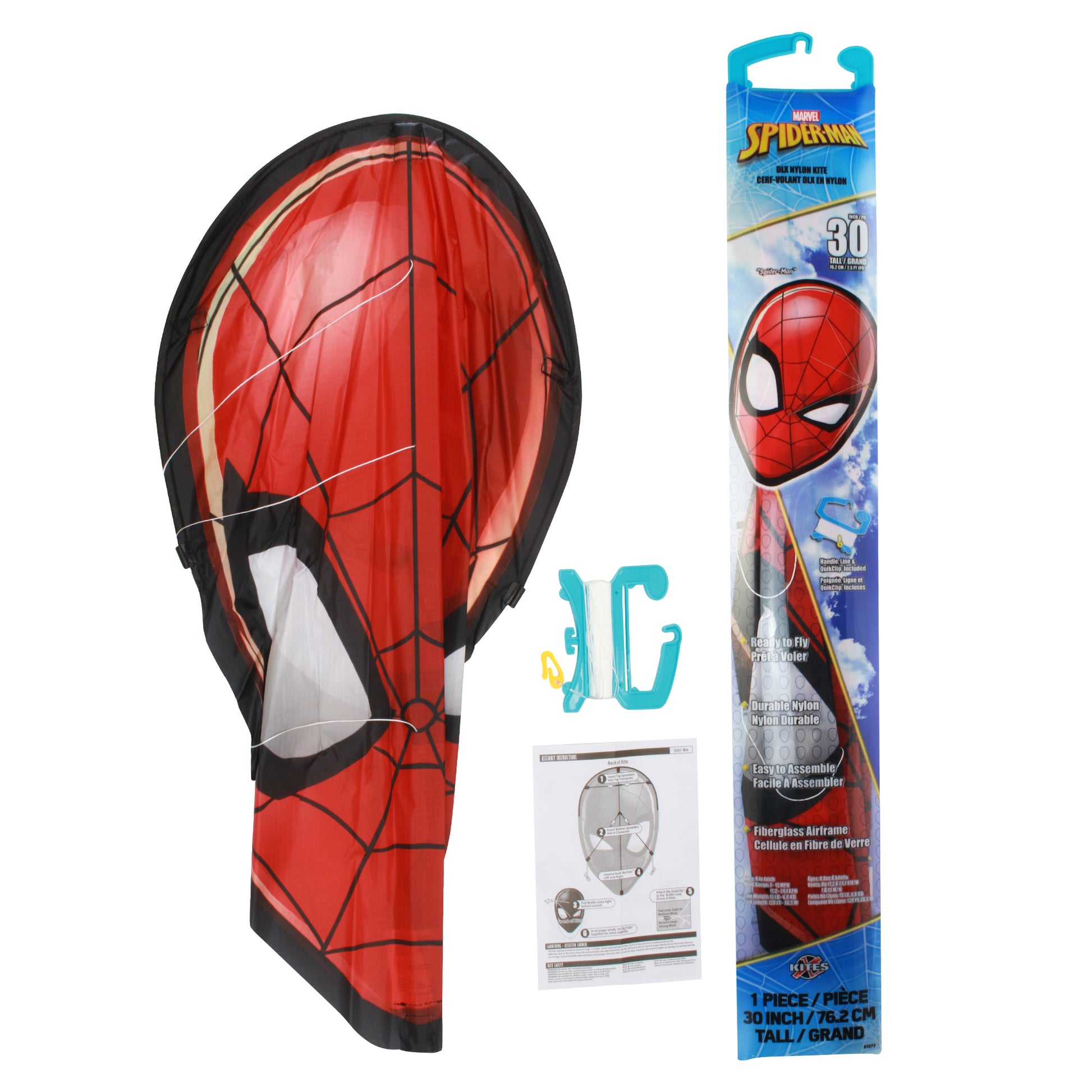 X Kites Face Kite Marvel Spider-Man DLX Nylon Kite packaging and contents