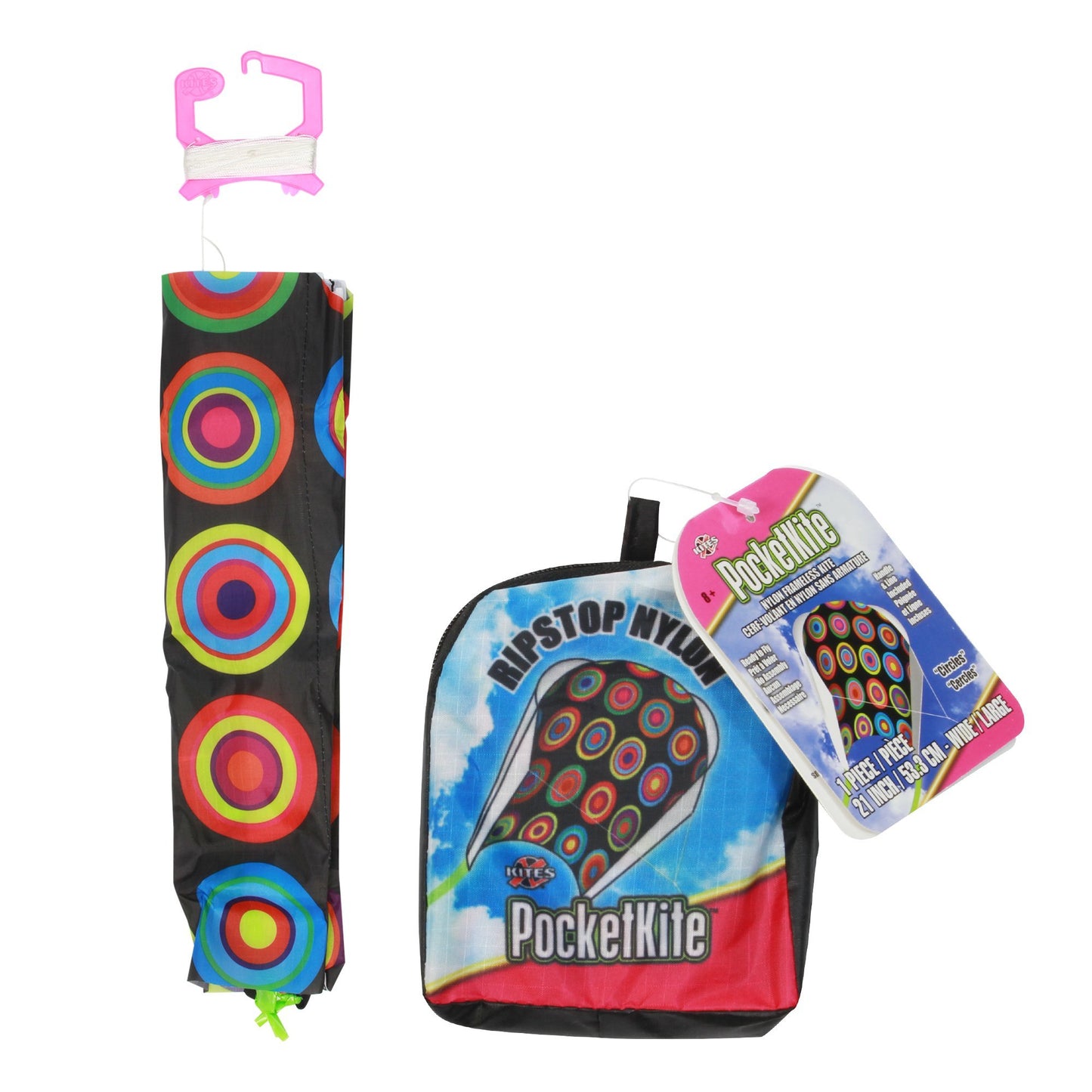 X Kites SkyFoil Hearts + Pocket Kite Circles Parafoil Kite Bundle - No Assembly Required packaging and contents