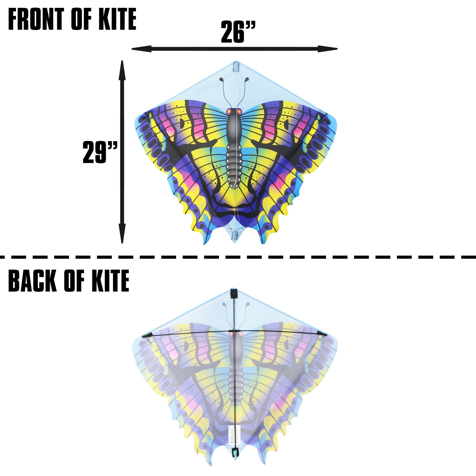 X Kites DLX Diamond Butterfly Nylon Kite dimensions