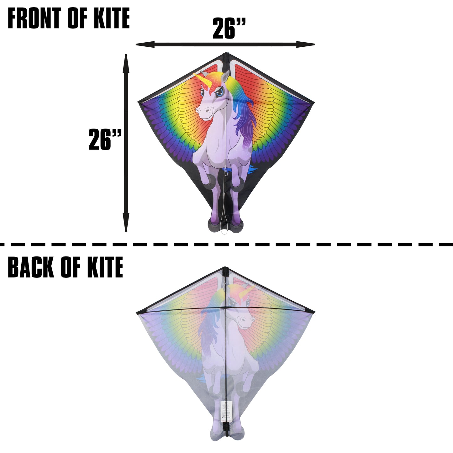 X Kites DLX Diamond Unicorn Nylon Kite packaging and contents