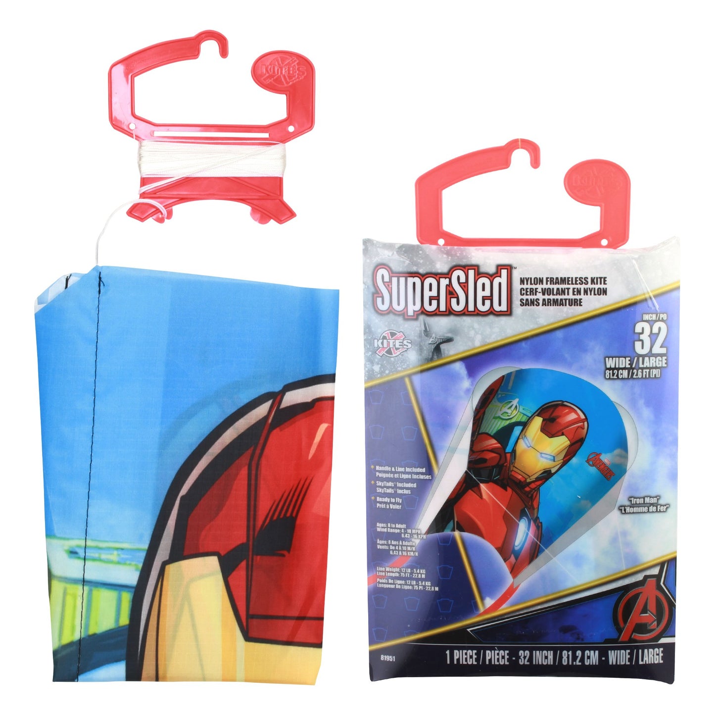 X Kites FaceKites Avengers Iron Man + X Kites SuperSled Avengers Iron Man Nylon Kite Bundle Product Image