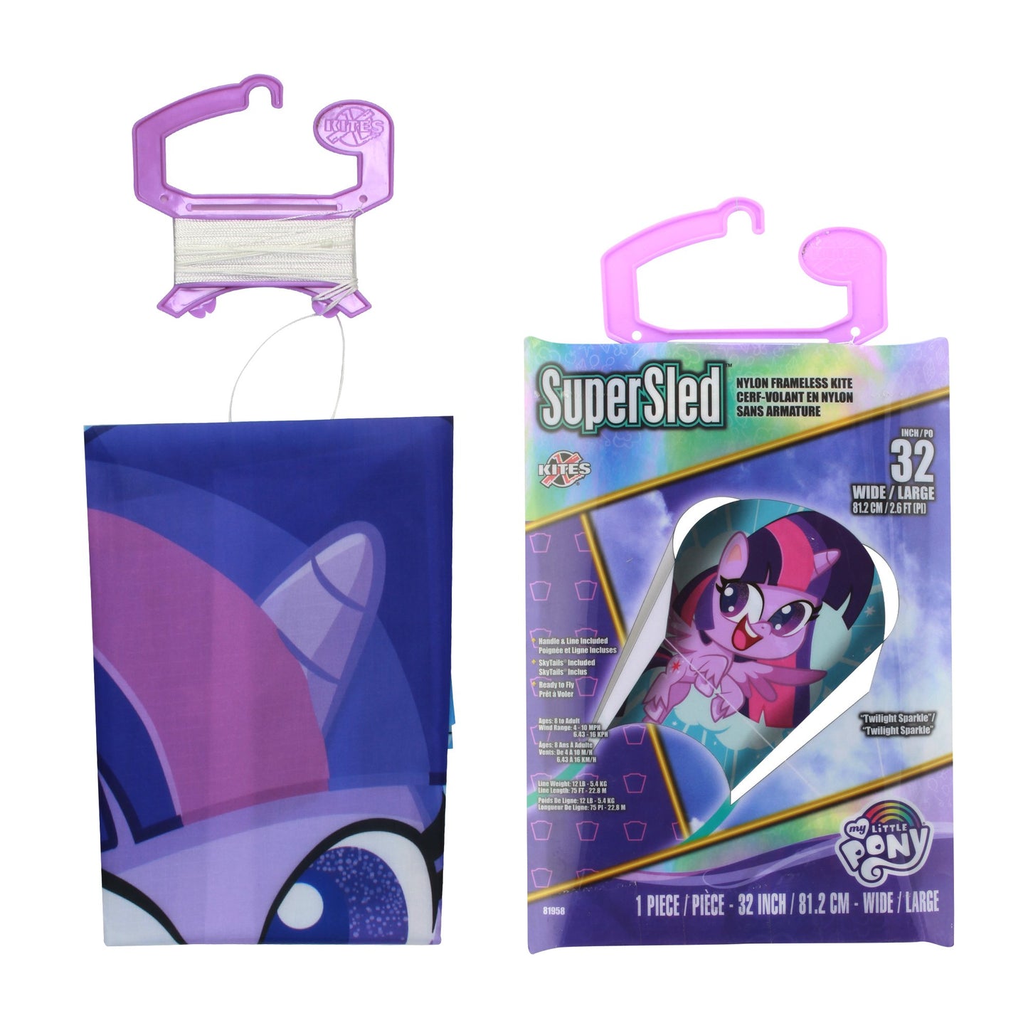 X Kites SuperSled My Little Pony Nylon Kite packaging and contents