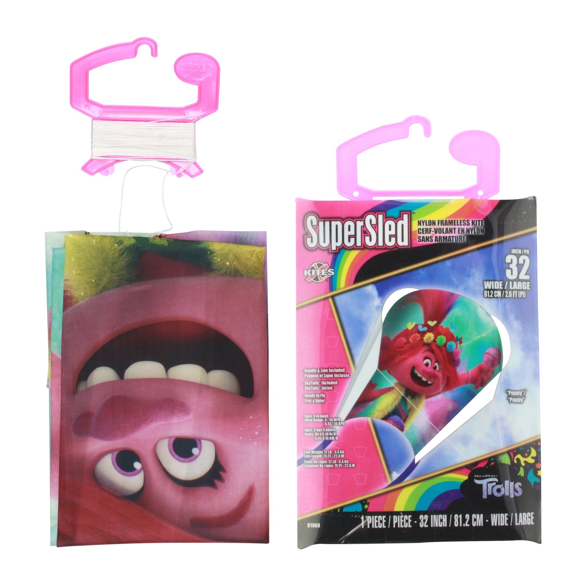 X Kites SuperSled Trolls Nylon Kite packaging and contents