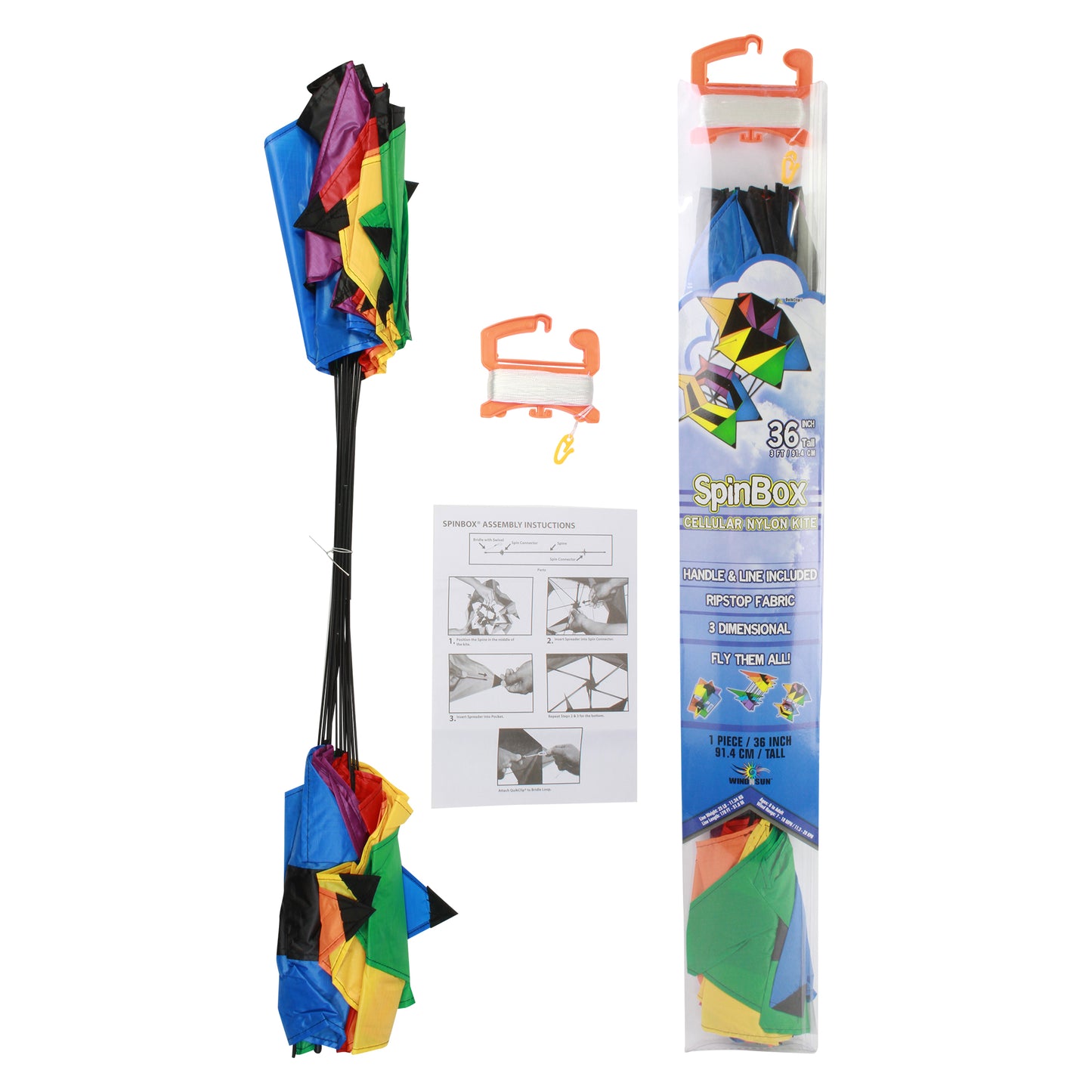 WindNSun SuperSize Cellular SpinBox Ripstop Nylon Cellular Kite  Product Packaging