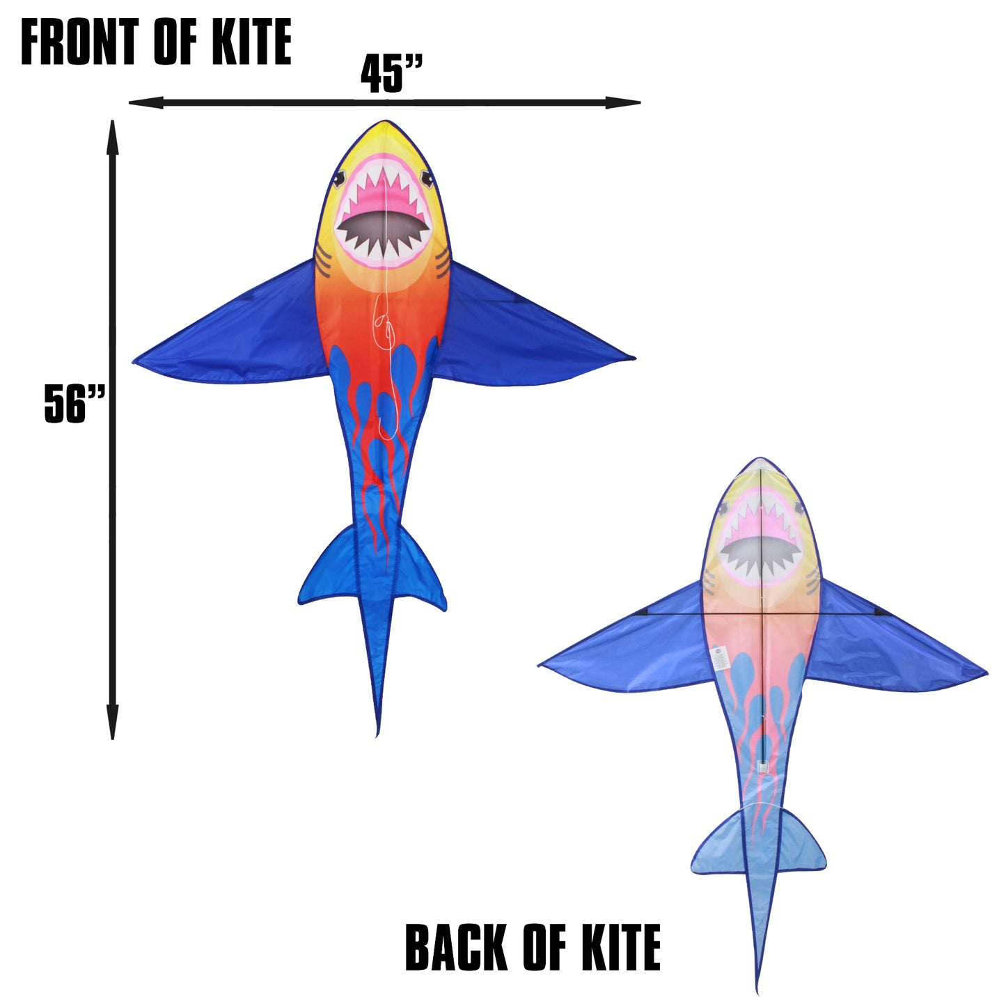 X Kites StratoKite Shark Nylon Figure Kite Product Dimensions 56 inches tall by 45 inches wide