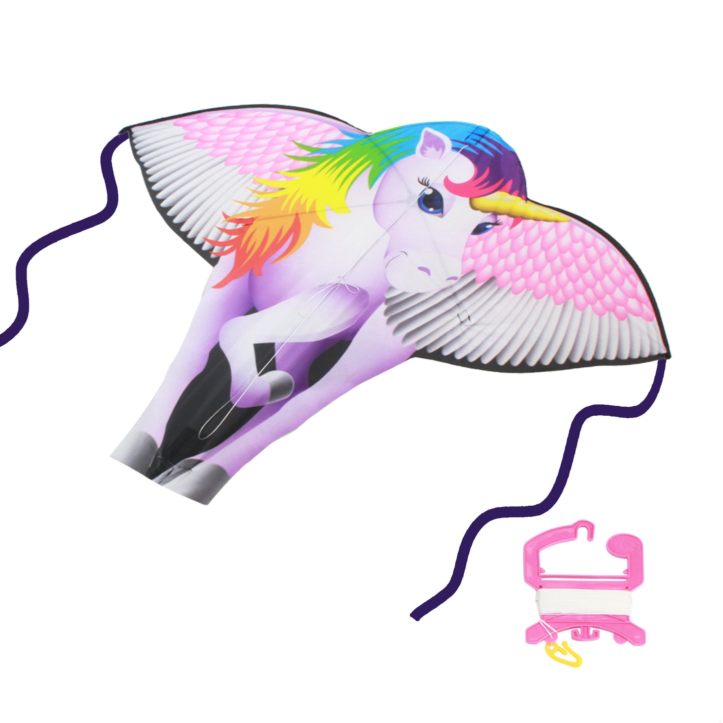 WindNSun SuperSize Ultra Unicorn Ripstop Nylon Unicorn Kite  shown with handle