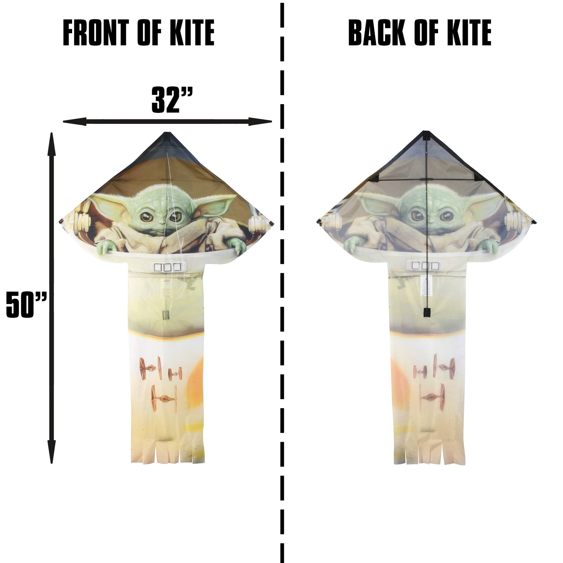 X Kites Skyflier 50 The Child Baby Yoda Grogu Nylon Kite dimensions