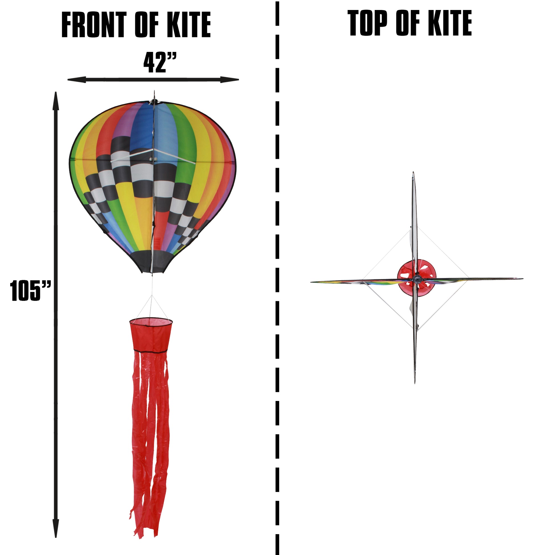 X Kites Air Watch Hot Air Balloon DLX 3D Nylon Kite dimensions