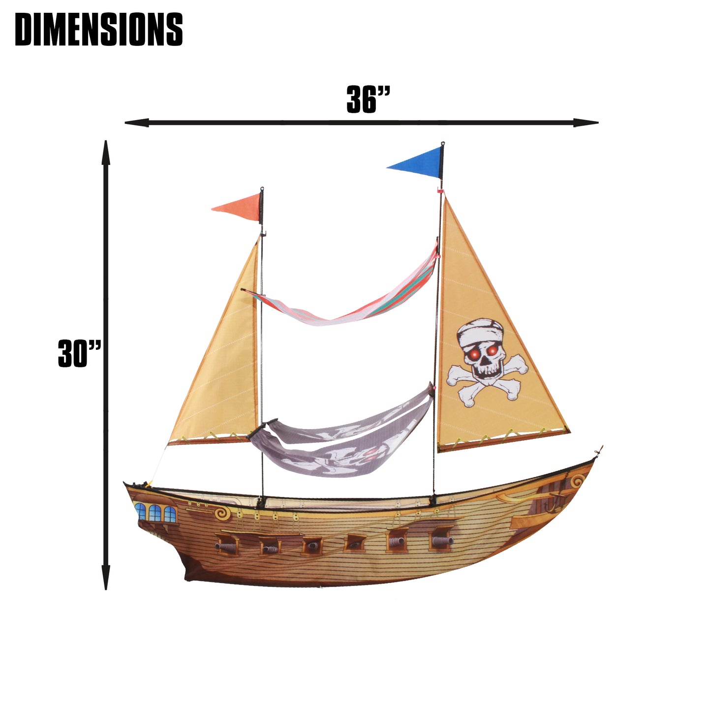 X Kites Air Watch PirateShip DLX 3D Nylon Kite dimensions