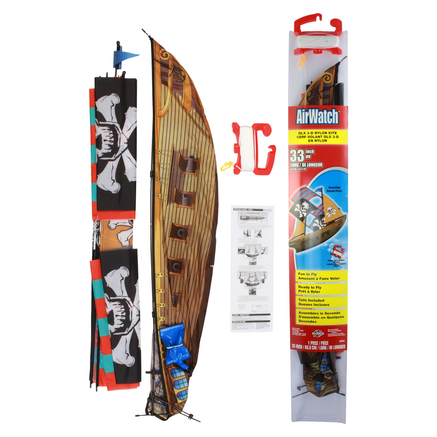 X Kites Air Watch PirateShip DLX 3D Nylon Kite packaging and contents