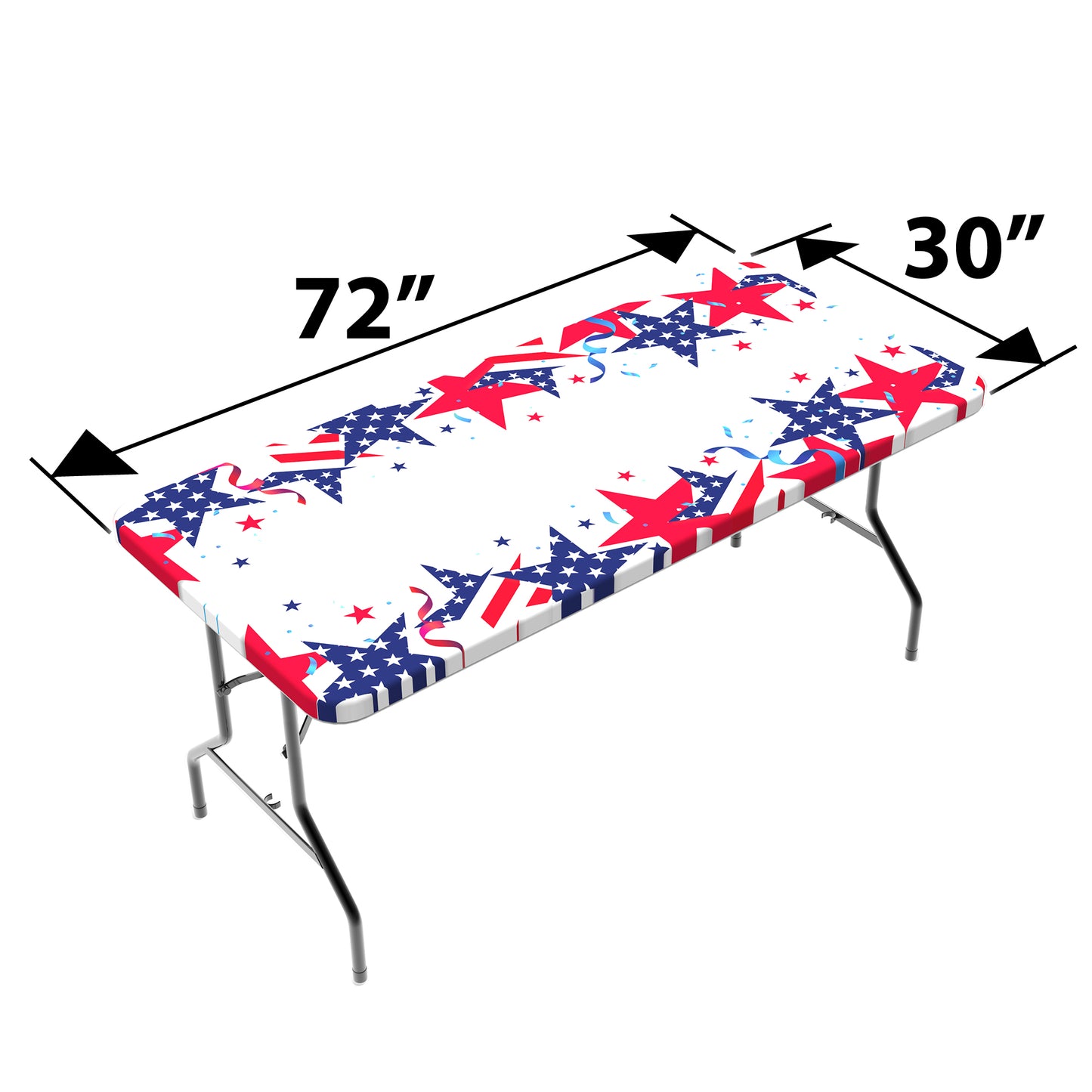 Water beading up on the water resistant surface of TableCloth PLUS 72" Patriotic Fitted PEVA Vinyl Tablecloth for 6' Folding Tables