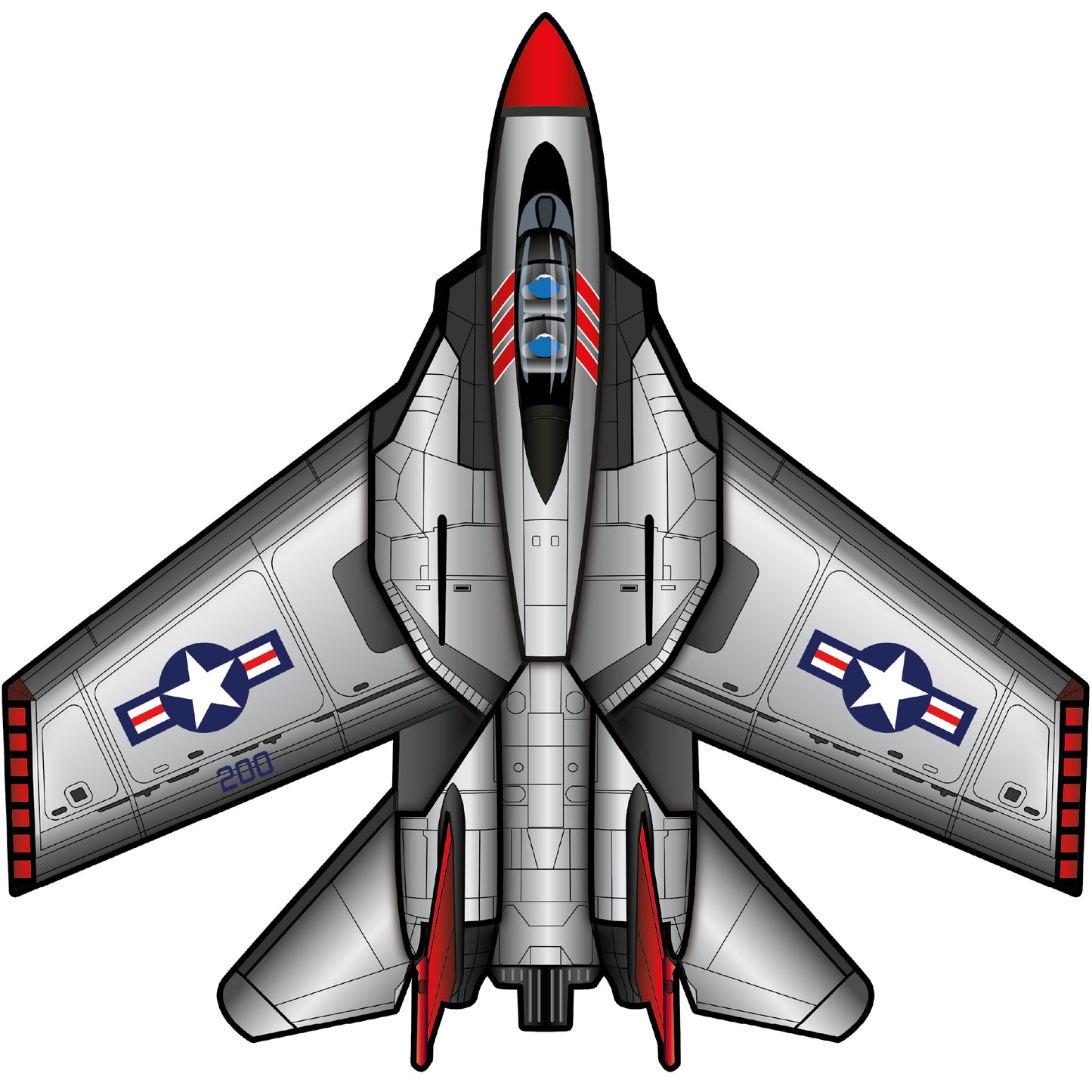 WindNSun SuperSized Fighter Jet Nylon Kite w/ 3D Cockpit, 57 Inches Wide
