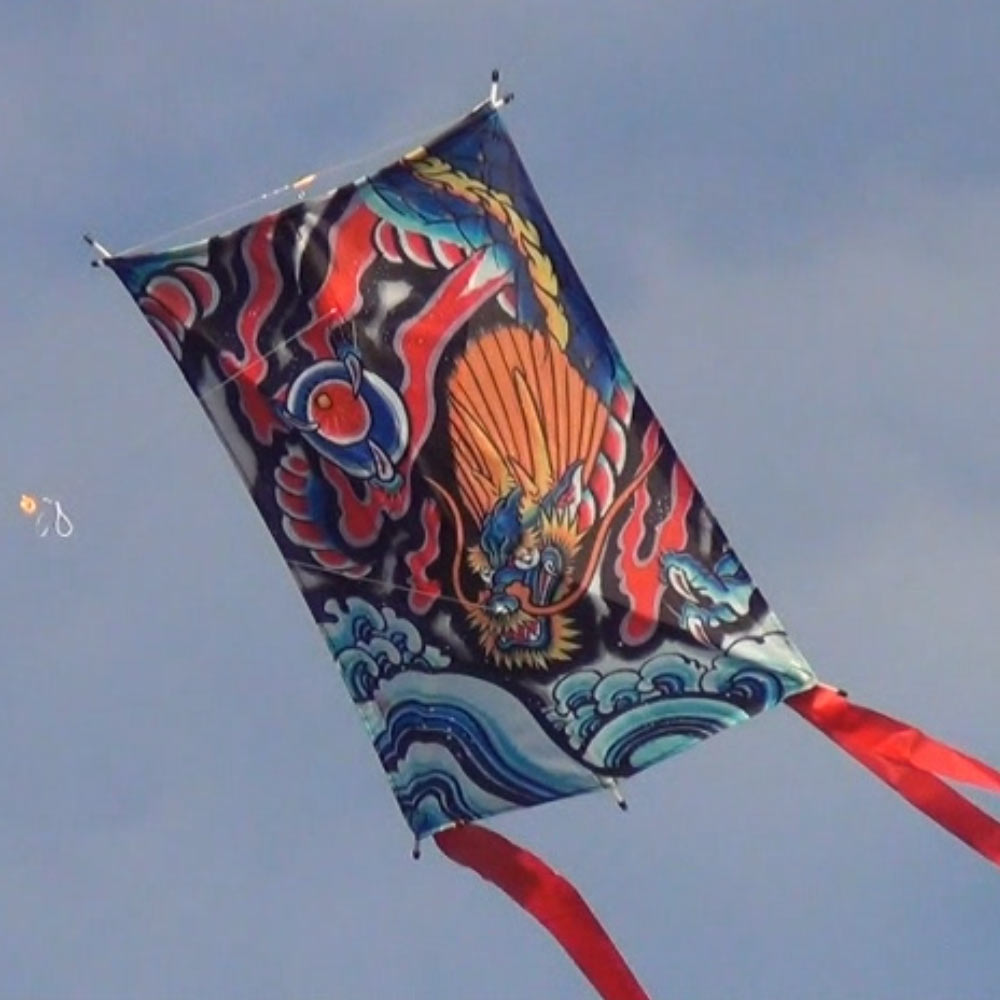 WindNSun Limited Edition Mr. Toki Edo Dragon Ripstop Nylon Collectors Kite photo of product in use