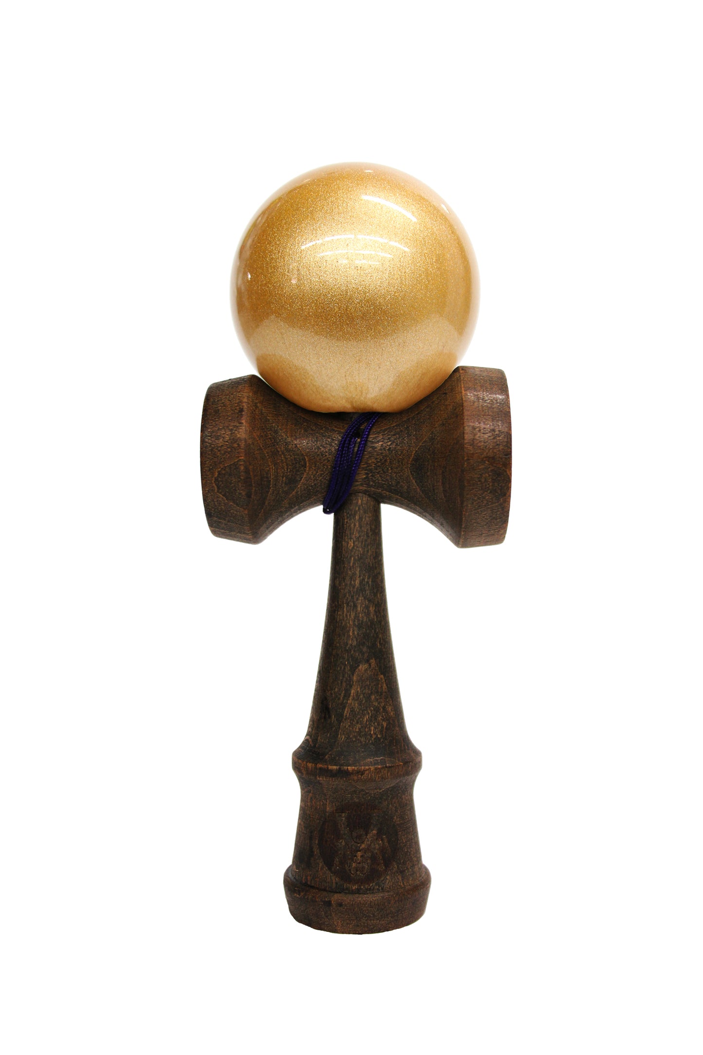 A dark finished Bushido Kendama with sparkle Astra yellow ball