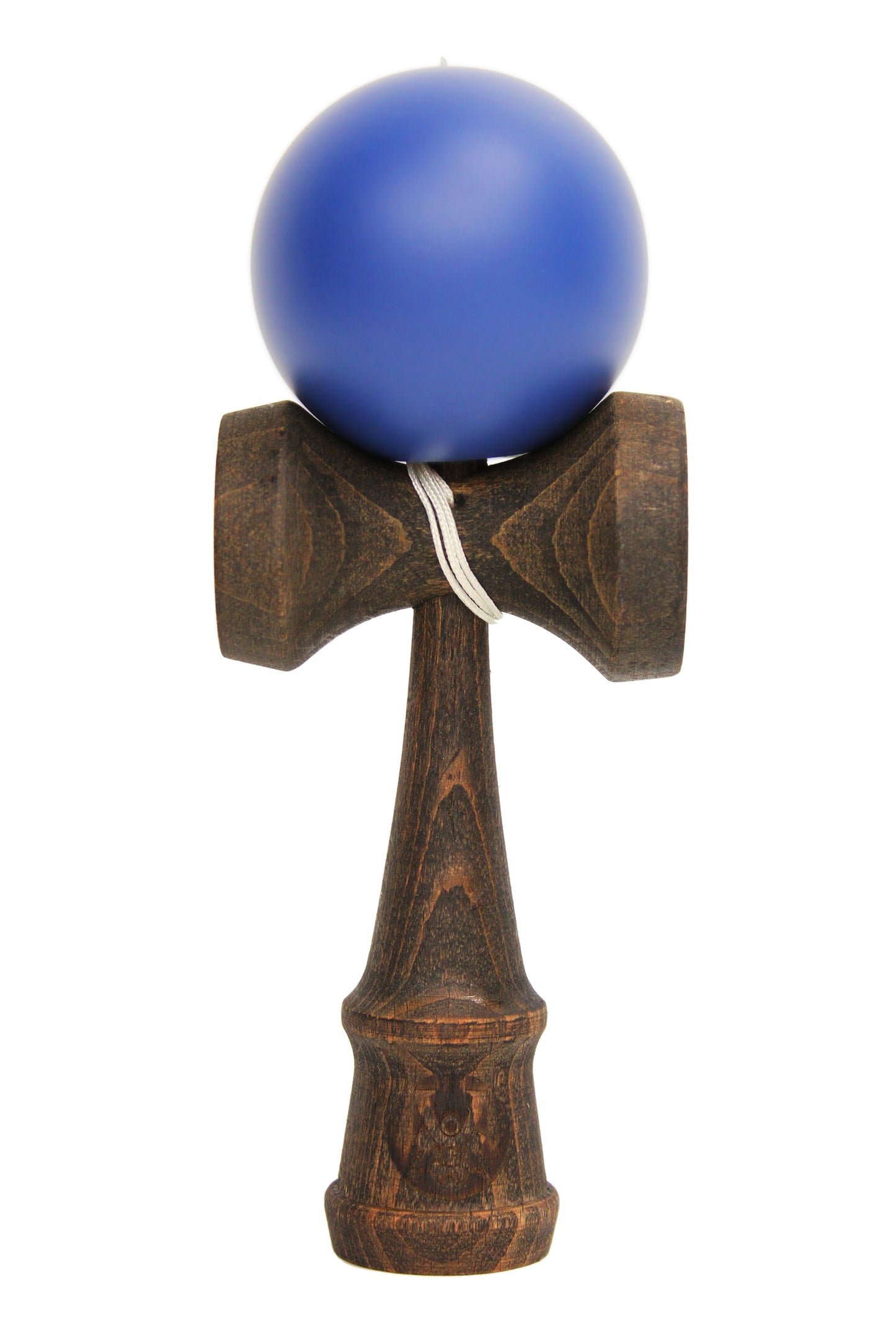 A dark finished Bushido Kendama with matte Navy blue ball