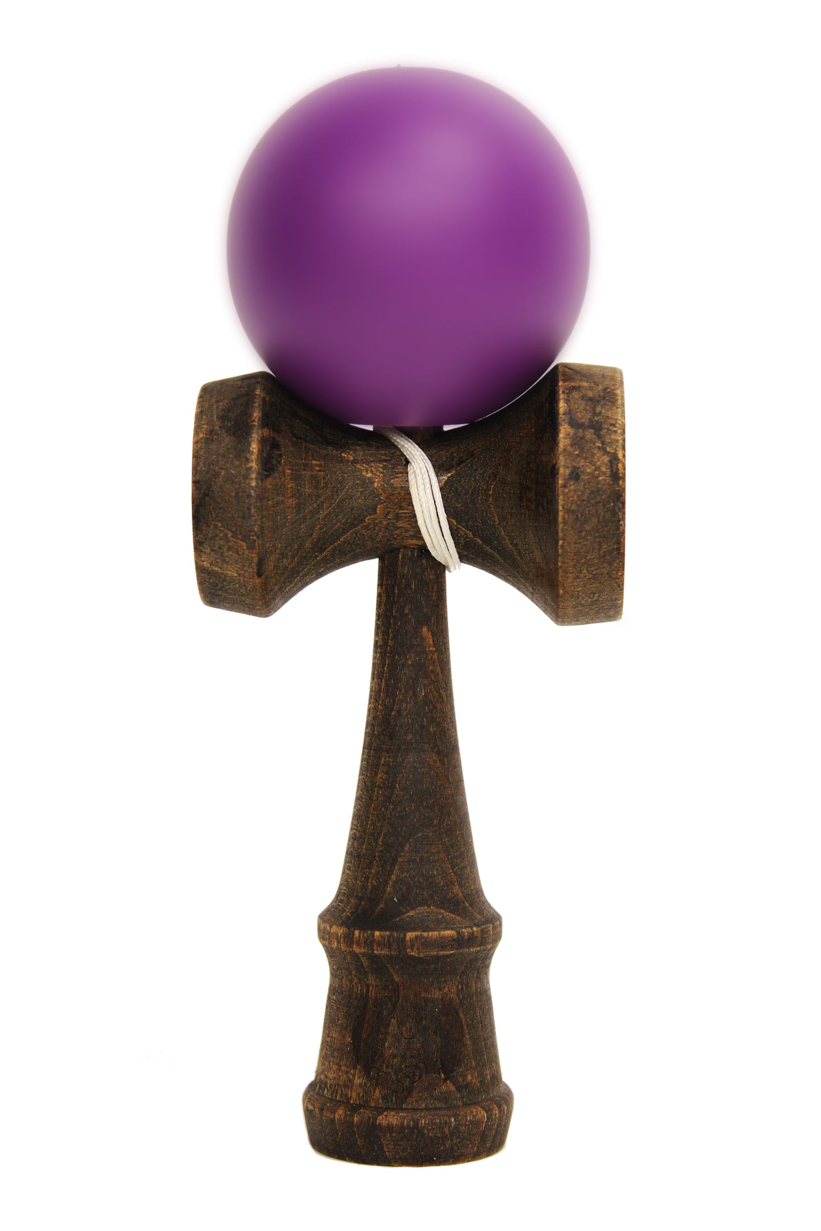 A dark finished Bushido Kendama with matte PurpleHeart purple ball