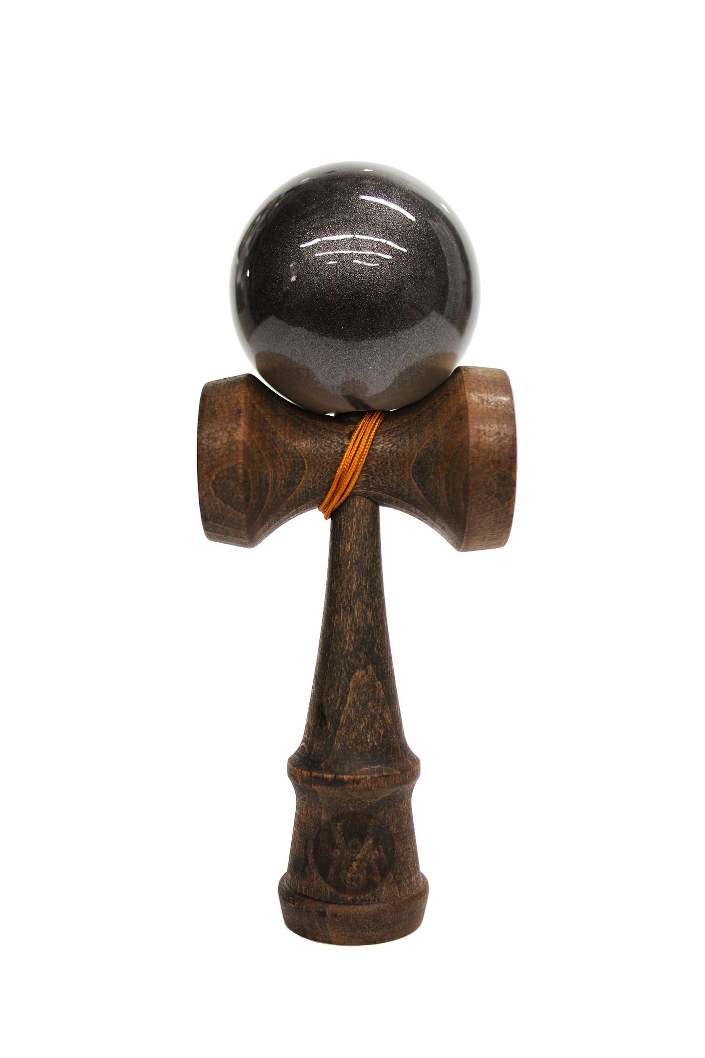 A dark finished Bushido Kendama with sparkle Vega black ball