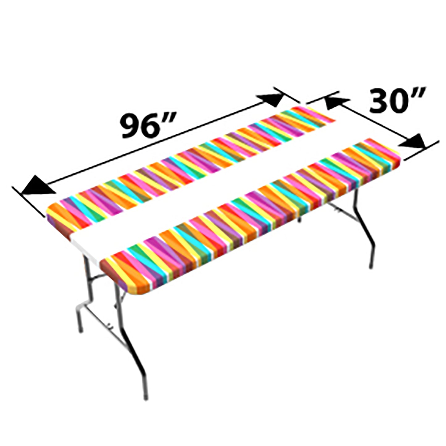 TableCloth PLUS 96" Laces Fitted Polyester Tablecloth for 8' Folding Tables dimensions